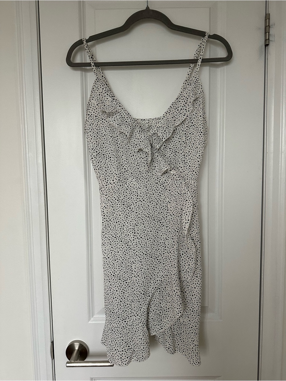 SHEIN White Mini Slip Dress with Black Polka Dots